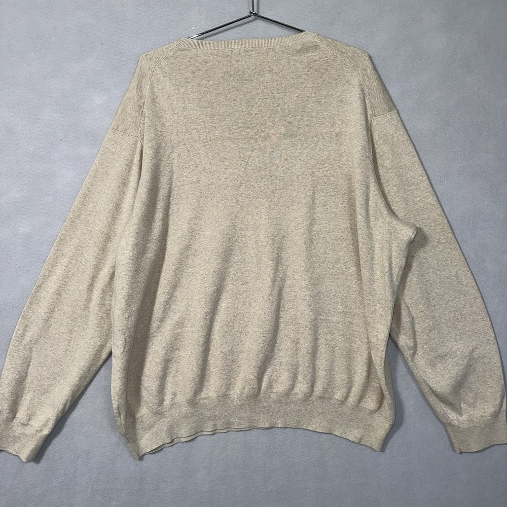 Polo Ralph Lauren Sweater Mens 3XLT Beige V-Neck 100% Pima Cotton Pony Preppy - Picture 5 of 8
